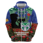 Personalised NZ Warriors Rugby ANZAC Day Hoodie Last Post Poppy We Will Remember Them
