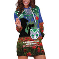 Personalised NZ Warriors Rugby ANZAC Day Hoodie Dress Last Post Poppy We Will Remember Them