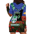 Personalised NZ Warriors Rugby ANZAC Day Hoodie Dress Last Post Poppy We Will Remember Them
