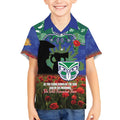 Personalised NZ Warriors Rugby ANZAC Day Kid Hawaiian Shirt Last Post Poppy We Will Remember Them