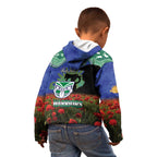 Personalised NZ Warriors Rugby ANZAC Day Kid Hoodie Last Post Poppy We Will Remember Them