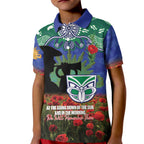 Personalised NZ Warriors Rugby ANZAC Day Kid Polo Shirt Last Post Poppy We Will Remember Them