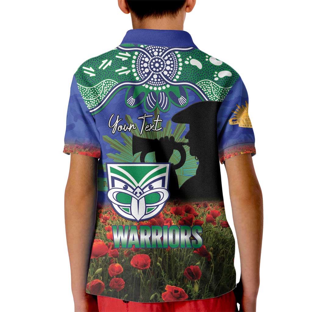 Personalised NZ Warriors Rugby ANZAC Day Kid Polo Shirt Last Post Poppy We Will Remember Them
