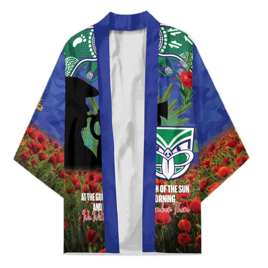 Personalised NZ Warriors Rugby ANZAC Day Kimono Last Post Poppy We Will Remember Them