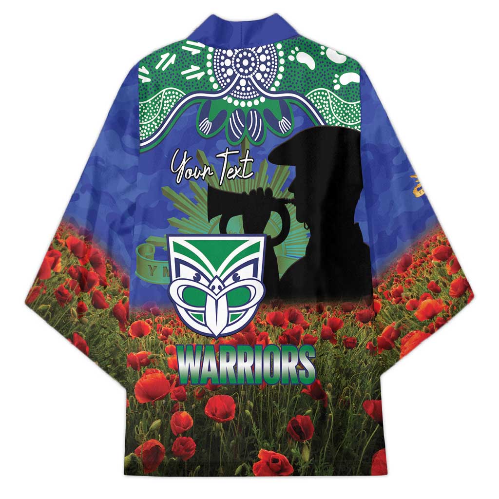 Personalised NZ Warriors Rugby ANZAC Day Kimono Last Post Poppy We Will Remember Them