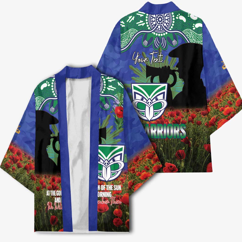 Personalised NZ Warriors Rugby ANZAC Day Kimono Last Post Poppy We Will Remember Them