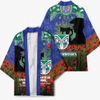 Personalised NZ Warriors Rugby ANZAC Day Kimono Last Post Poppy We Will Remember Them