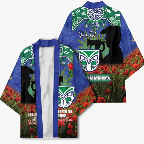 Personalised NZ Warriors Rugby ANZAC Day Kimono Last Post Poppy We Will Remember Them