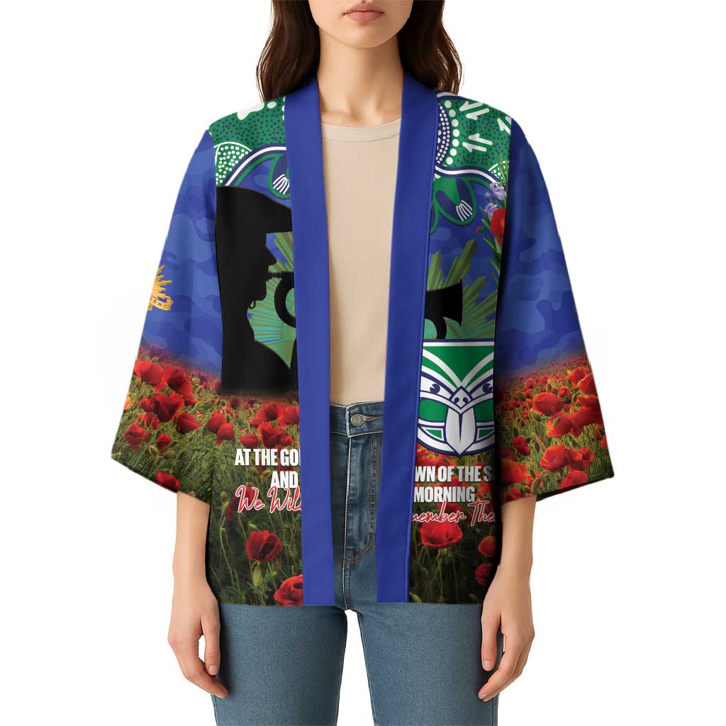Personalised NZ Warriors Rugby ANZAC Day Kimono Last Post Poppy We Will Remember Them