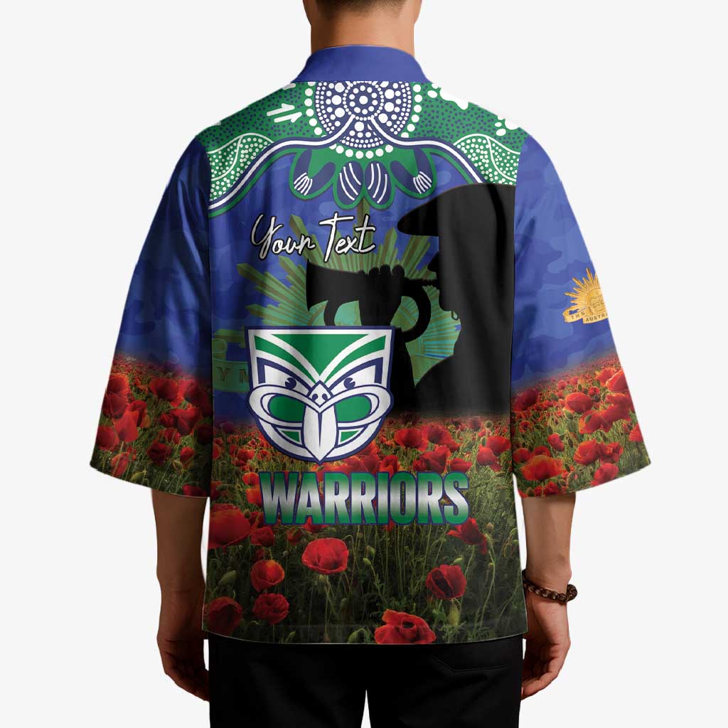 Personalised NZ Warriors Rugby ANZAC Day Kimono Last Post Poppy We Will Remember Them