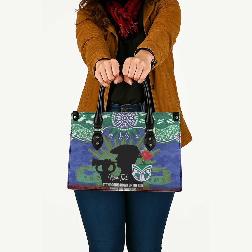 Personalised NZ Warriors Rugby ANZAC Day Leather Bag Last Post Poppy We Will Remember Them