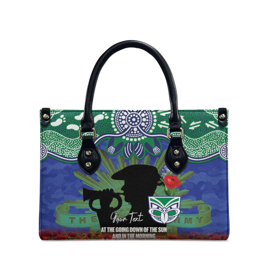 Personalised NZ Warriors Rugby ANZAC Day Leather Bag Last Post Poppy We Will Remember Them