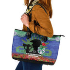 Personalised NZ Warriors Rugby ANZAC Day Leather Tote Bag Last Post Poppy We Will Remember Them