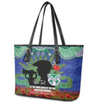 Personalised NZ Warriors Rugby ANZAC Day Leather Tote Bag Last Post Poppy We Will Remember Them