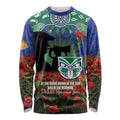 Personalised NZ Warriors Rugby ANZAC Day Long Sleeve Shirt Last Post Poppy We Will Remember Them
