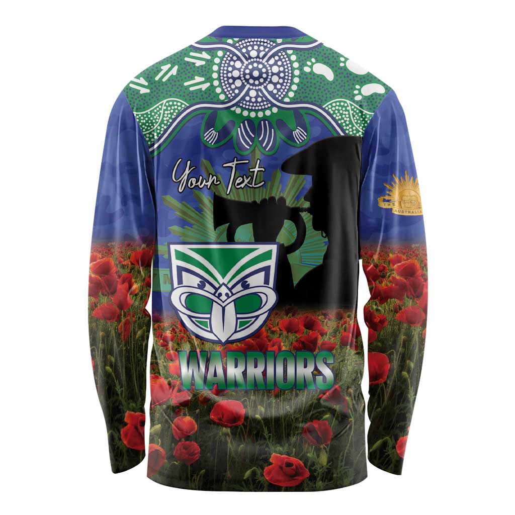Personalised NZ Warriors Rugby ANZAC Day Long Sleeve Shirt Last Post Poppy We Will Remember Them