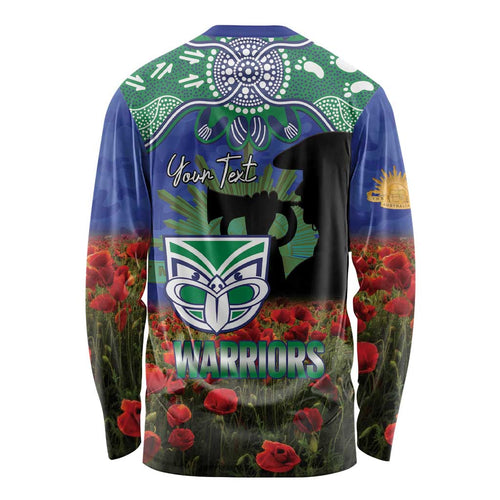 Personalised NZ Warriors Rugby ANZAC Day Long Sleeve Shirt Last Post Poppy We Will Remember Them