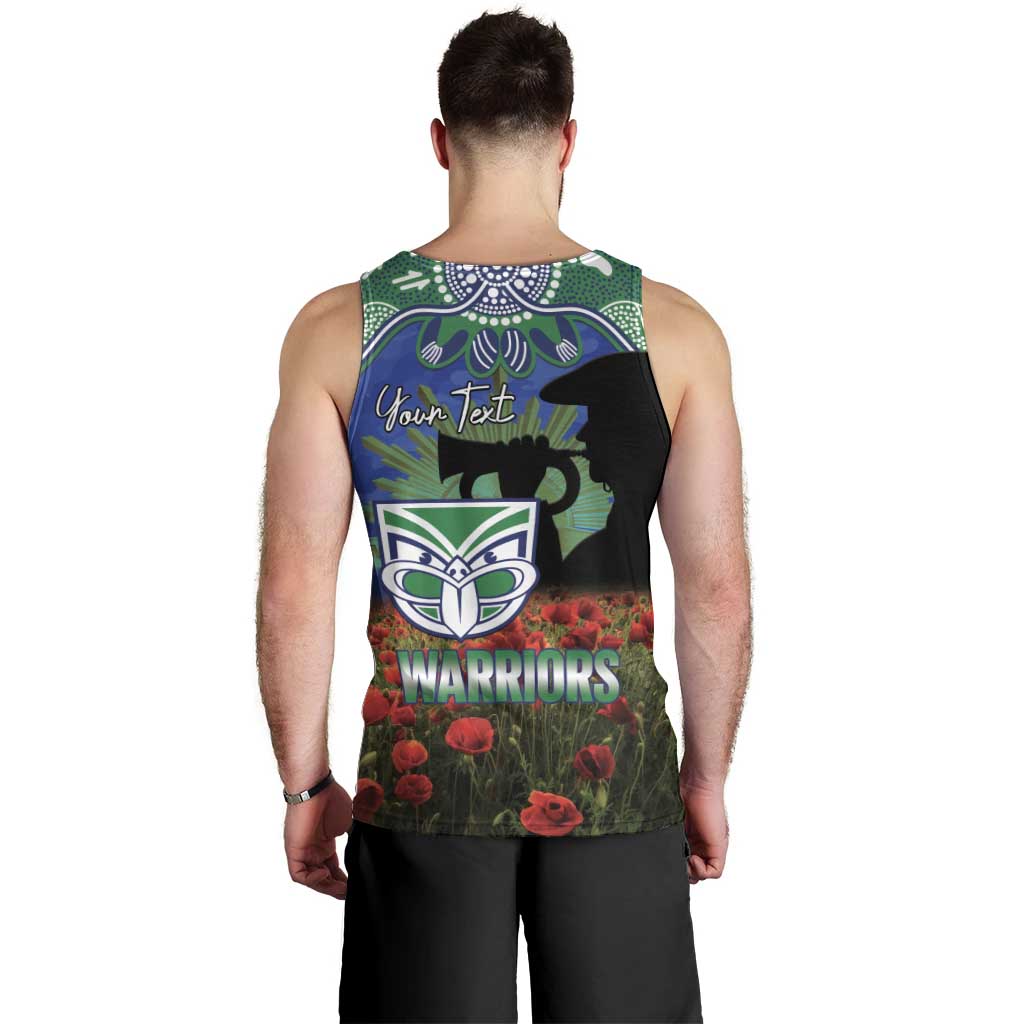 Personalised NZ Warriors Rugby ANZAC Day Men Tank Top Last Post Poppy We Will Remember Them