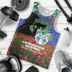 Personalised NZ Warriors Rugby ANZAC Day Men Tank Top Last Post Poppy We Will Remember Them