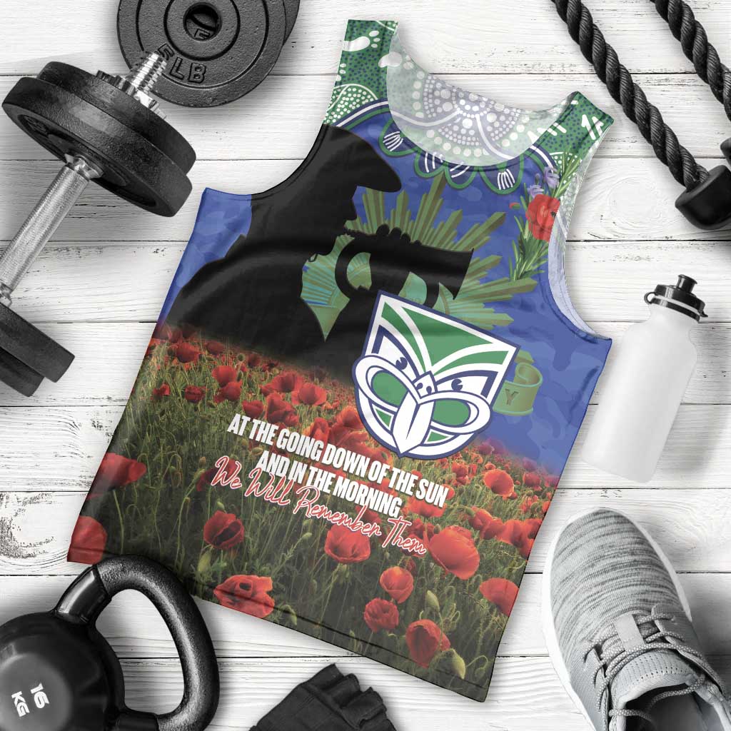 Personalised NZ Warriors Rugby ANZAC Day Men Tank Top Last Post Poppy We Will Remember Them