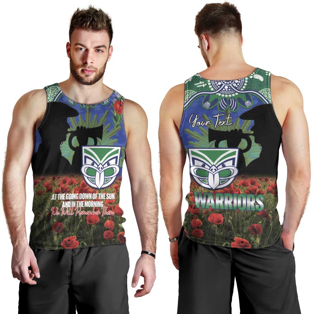Personalised NZ Warriors Rugby ANZAC Day Men Tank Top Last Post Poppy We Will Remember Them