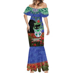Personalised NZ Warriors Rugby ANZAC Day Mermaid Dress Last Post Poppy We Will Remember Them
