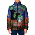 Personalised NZ Warriors Rugby ANZAC Day Padded Jacket Last Post Poppy We Will Remember Them