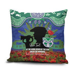 Personalised NZ Warriors Rugby ANZAC Day Pillow Cover Last Post Poppy We Will Remember Them