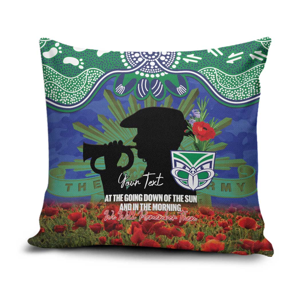 Personalised NZ Warriors Rugby ANZAC Day Pillow Cover Last Post Poppy We Will Remember Them