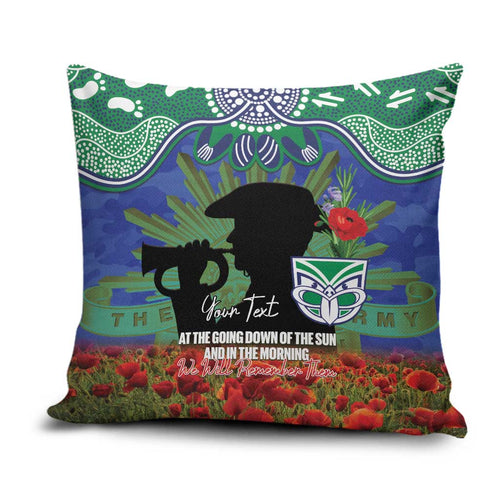 Personalised NZ Warriors Rugby ANZAC Day Pillow Cover Last Post Poppy We Will Remember Them