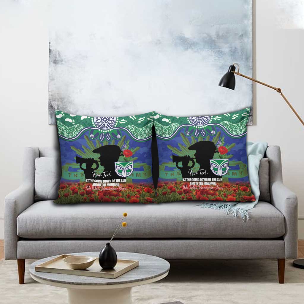Personalised NZ Warriors Rugby ANZAC Day Pillow Cover Last Post Poppy We Will Remember Them