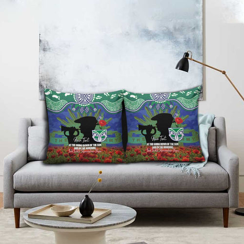 Personalised NZ Warriors Rugby ANZAC Day Pillow Cover Last Post Poppy We Will Remember Them