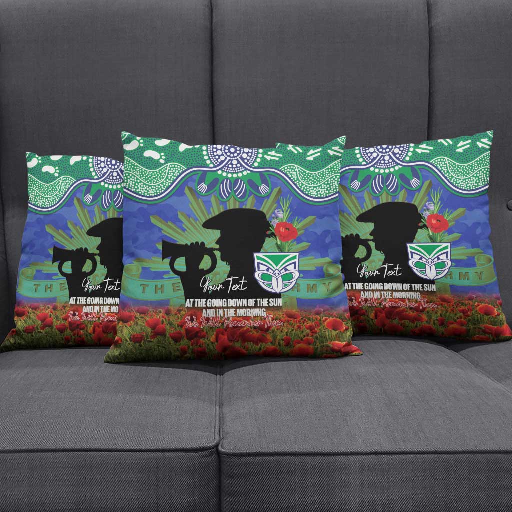 Personalised NZ Warriors Rugby ANZAC Day Pillow Cover Last Post Poppy We Will Remember Them