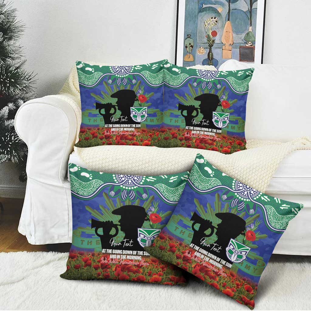 Personalised NZ Warriors Rugby ANZAC Day Pillow Cover Last Post Poppy We Will Remember Them