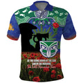 Personalised NZ Warriors Rugby ANZAC Day Polo Shirt Last Post Poppy We Will Remember Them