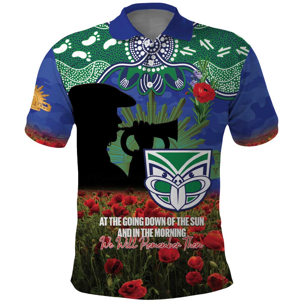 Personalised NZ Warriors Rugby ANZAC Day Polo Shirt Last Post Poppy We Will Remember Them