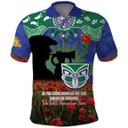 Personalised NZ Warriors Rugby ANZAC Day Polo Shirt Last Post Poppy We Will Remember Them