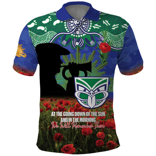 Personalised NZ Warriors Rugby ANZAC Day Polo Shirt Last Post Poppy We Will Remember Them