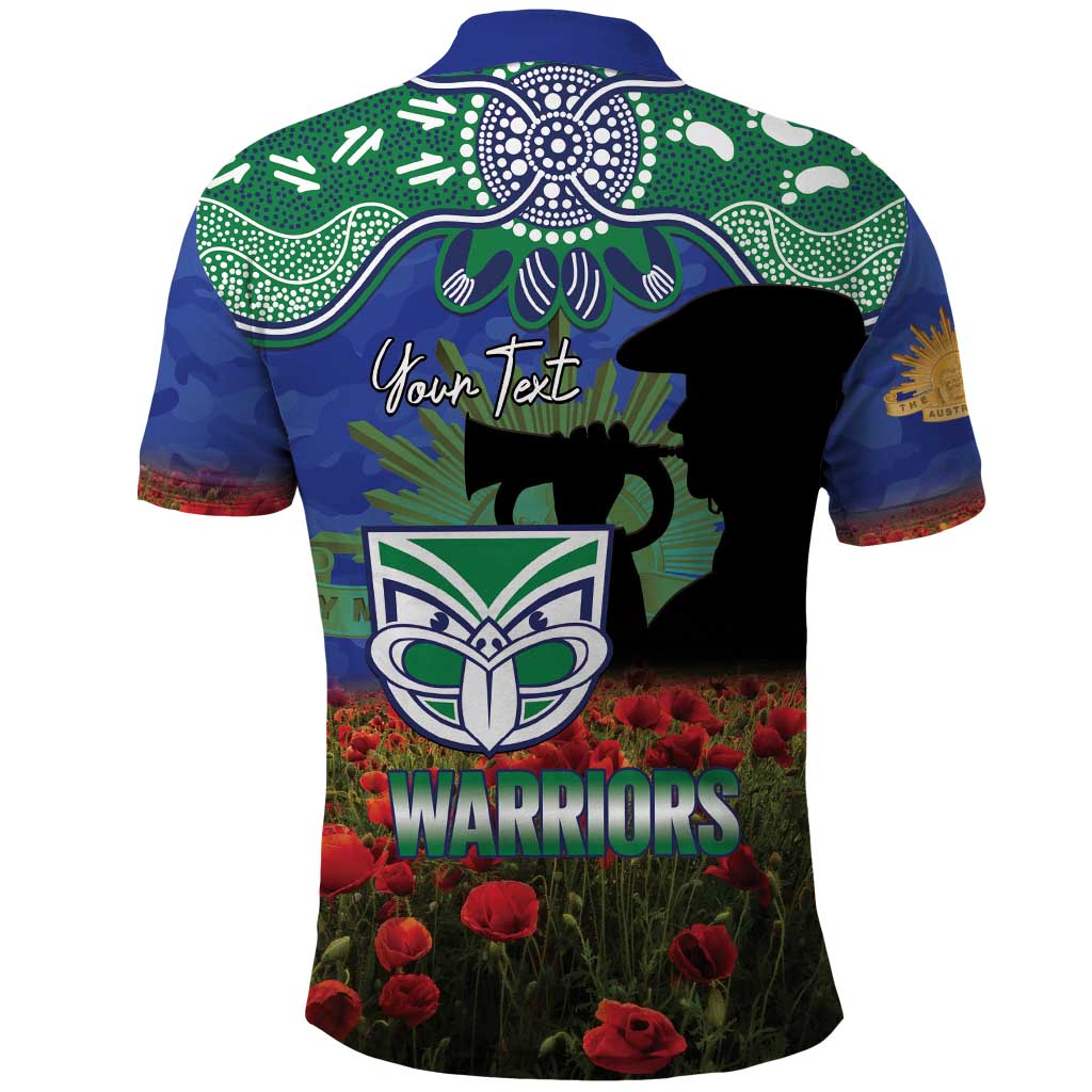 Personalised NZ Warriors Rugby ANZAC Day Polo Shirt Last Post Poppy We Will Remember Them