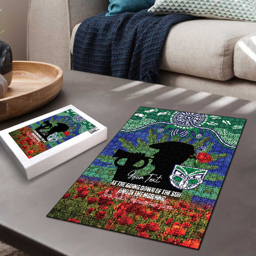 Personalised NZ Warriors Rugby ANZAC Day Puzzle Last Post Poppy We Will Remember Them