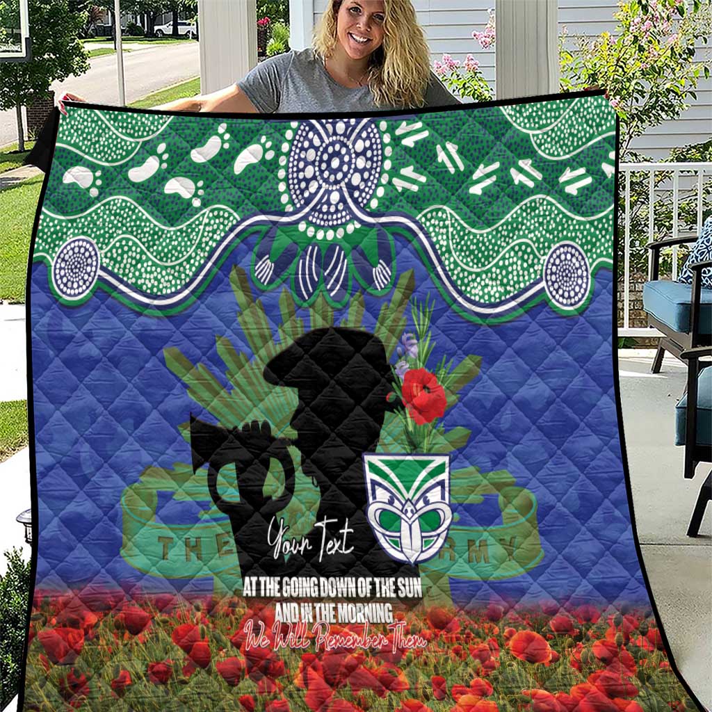 Personalised NZ Warriors Rugby ANZAC Day Quilt Last Post Poppy We Will Remember Them