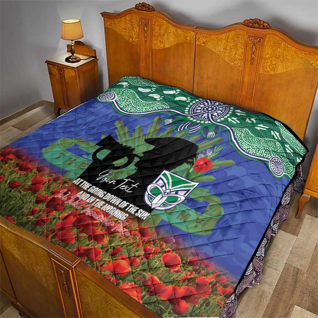 Personalised NZ Warriors Rugby ANZAC Day Quilt Last Post Poppy We Will Remember Them