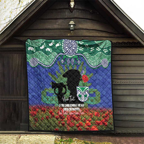Personalised NZ Warriors Rugby ANZAC Day Quilt Last Post Poppy We Will Remember Them
