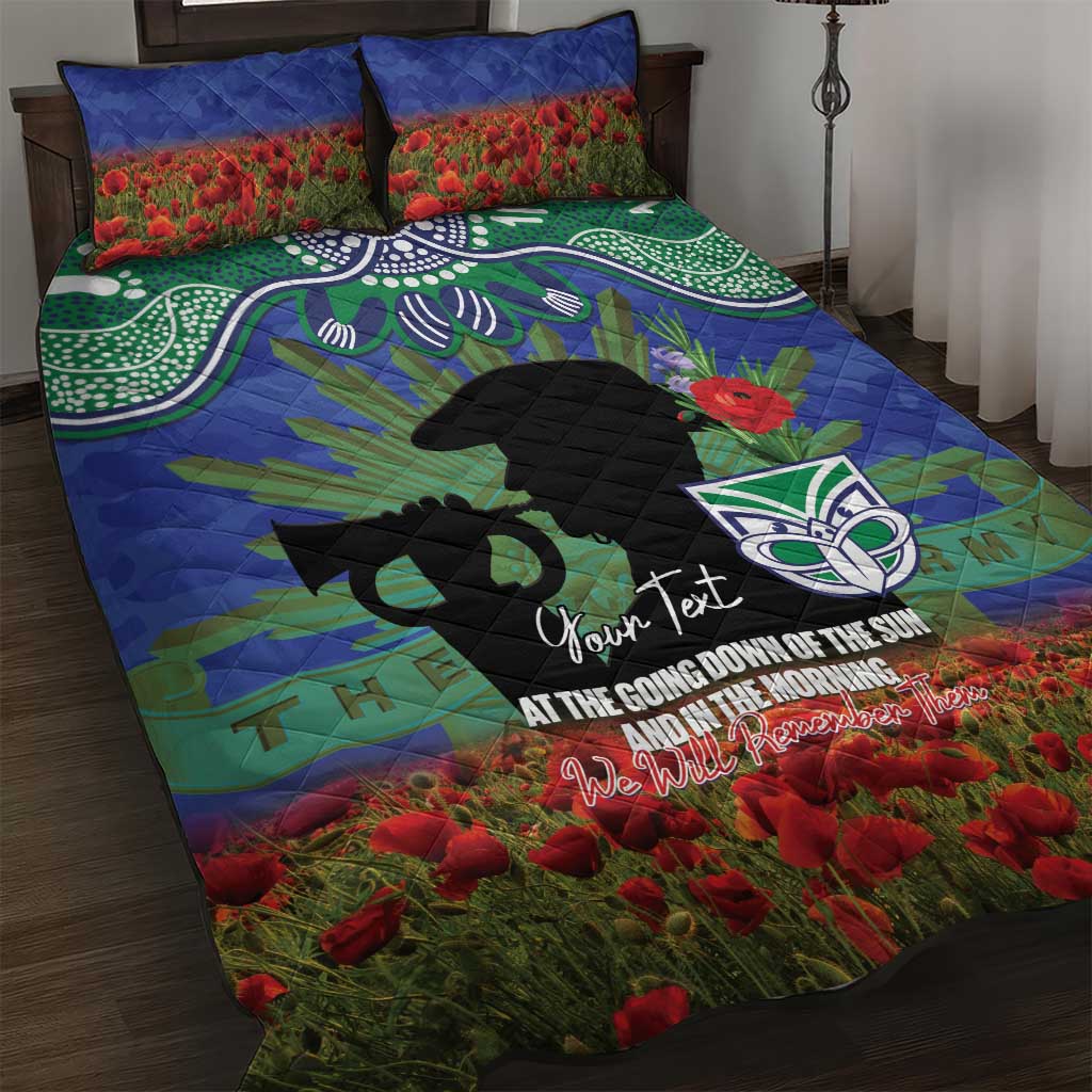 Personalised NZ Warriors Rugby ANZAC Day Quilt Bed Set Last Post Poppy We Will Remember Them