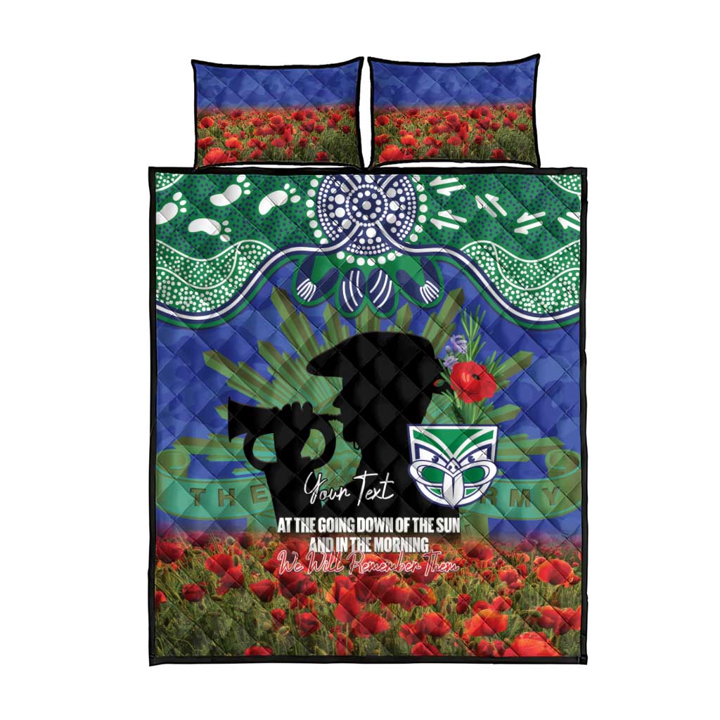 Personalised NZ Warriors Rugby ANZAC Day Quilt Bed Set Last Post Poppy We Will Remember Them