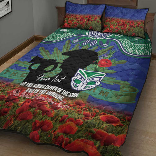 Personalised NZ Warriors Rugby ANZAC Day Quilt Bed Set Last Post Poppy We Will Remember Them