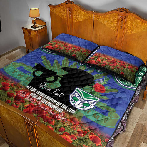 Personalised NZ Warriors Rugby ANZAC Day Quilt Bed Set Last Post Poppy We Will Remember Them