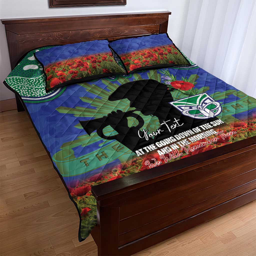 Personalised NZ Warriors Rugby ANZAC Day Quilt Bed Set Last Post Poppy We Will Remember Them