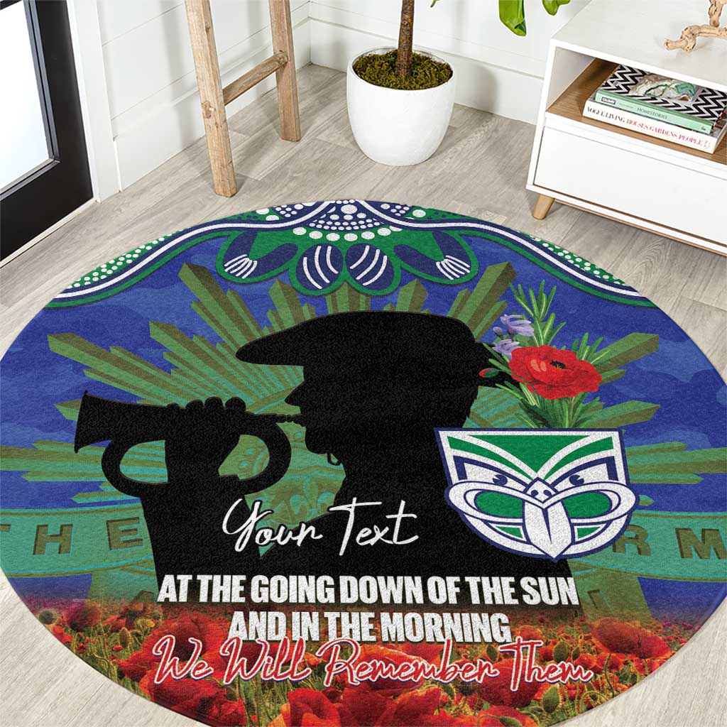 Personalised NZ Warriors Rugby ANZAC Day Round Carpet Last Post Poppy We Will Remember Them