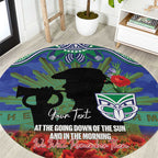 Personalised NZ Warriors Rugby ANZAC Day Round Carpet Last Post Poppy We Will Remember Them